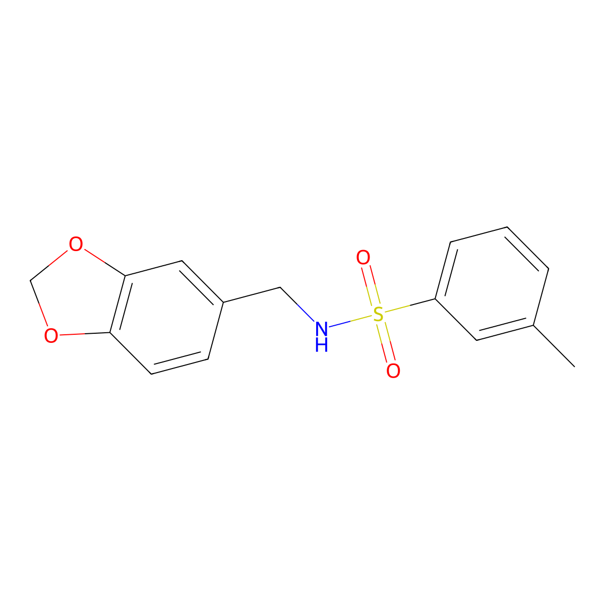 N-[(2H-1,3-benzodioxol-5-yl)methyl]-3-methylbenzene-1-sulfonamide molecular structure, CAS 670271-76-8