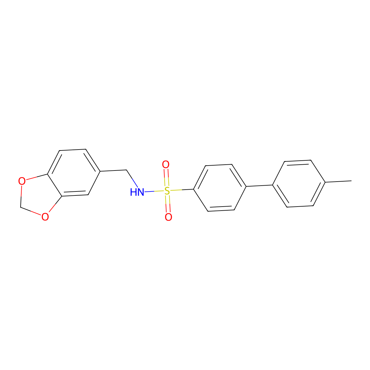 N-(1,3-benzodioxol-5-ylmethyl)-4-(4-methylphenyl)benzenesulfonamide molecular structure, CAS 670271-78-0