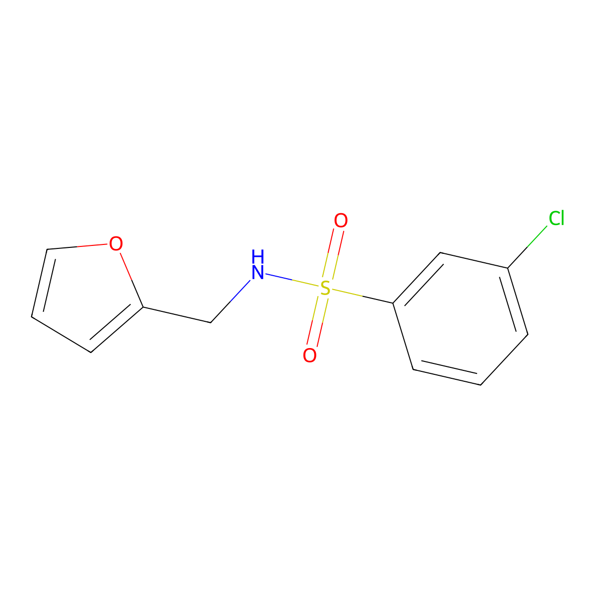 3-chloro-N-(furan-2-ylmethyl)benzenesulfonamide molecular structure, CAS 670271-79-1