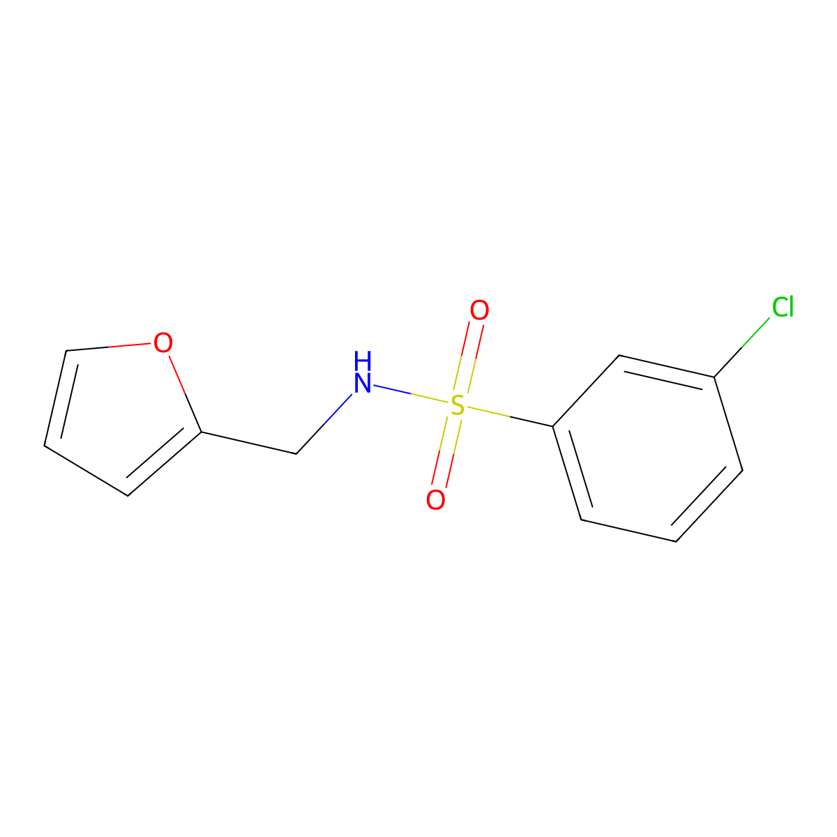 3-chloro-N-(furan-2-ylmethyl)benzenesulfonamide molecular structure, CAS 670271-79-1