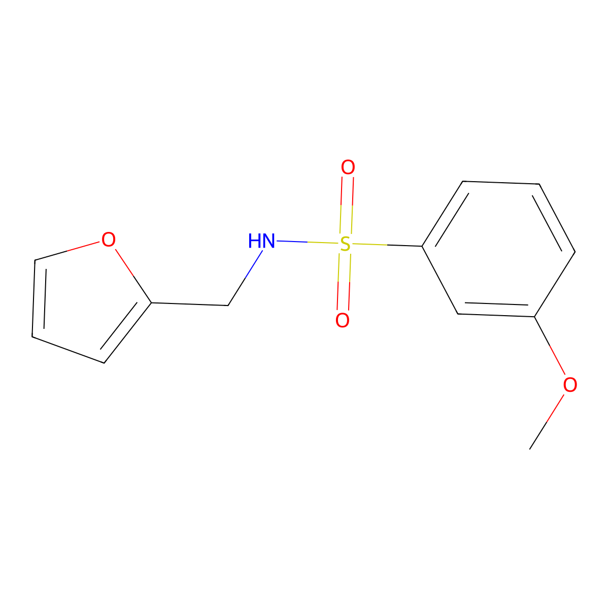 N-(furan-2-ylmethyl)-3-methoxybenzenesulfonamide molecular structure, CAS 670271-80-4