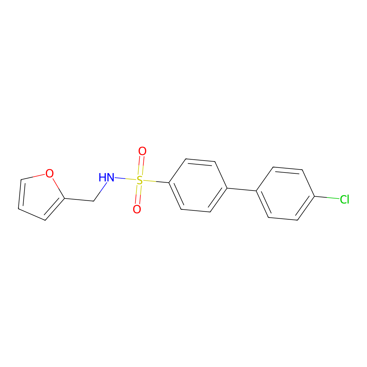 4-(4-chlorophenyl)-N-(furan-2-ylmethyl)benzenesulfonamide molecular structure, CAS 670271-84-8