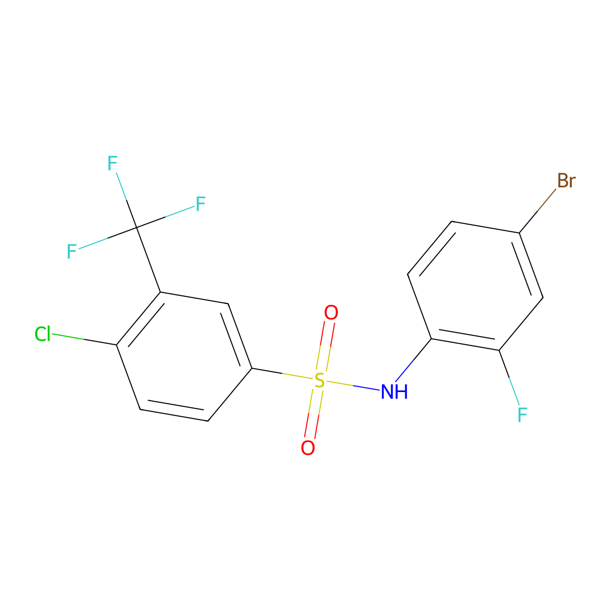 N-(4-bromo-2-fluorophenyl)-4-chloro-3-(trifluoromethyl)benzenesulfonamide molecular structure, CAS 670271-87-1