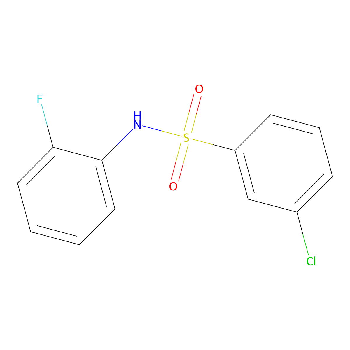 3-chloro-N-(2-fluorophenyl)benzenesulfonamide molecular structure, CAS 670271-88-2