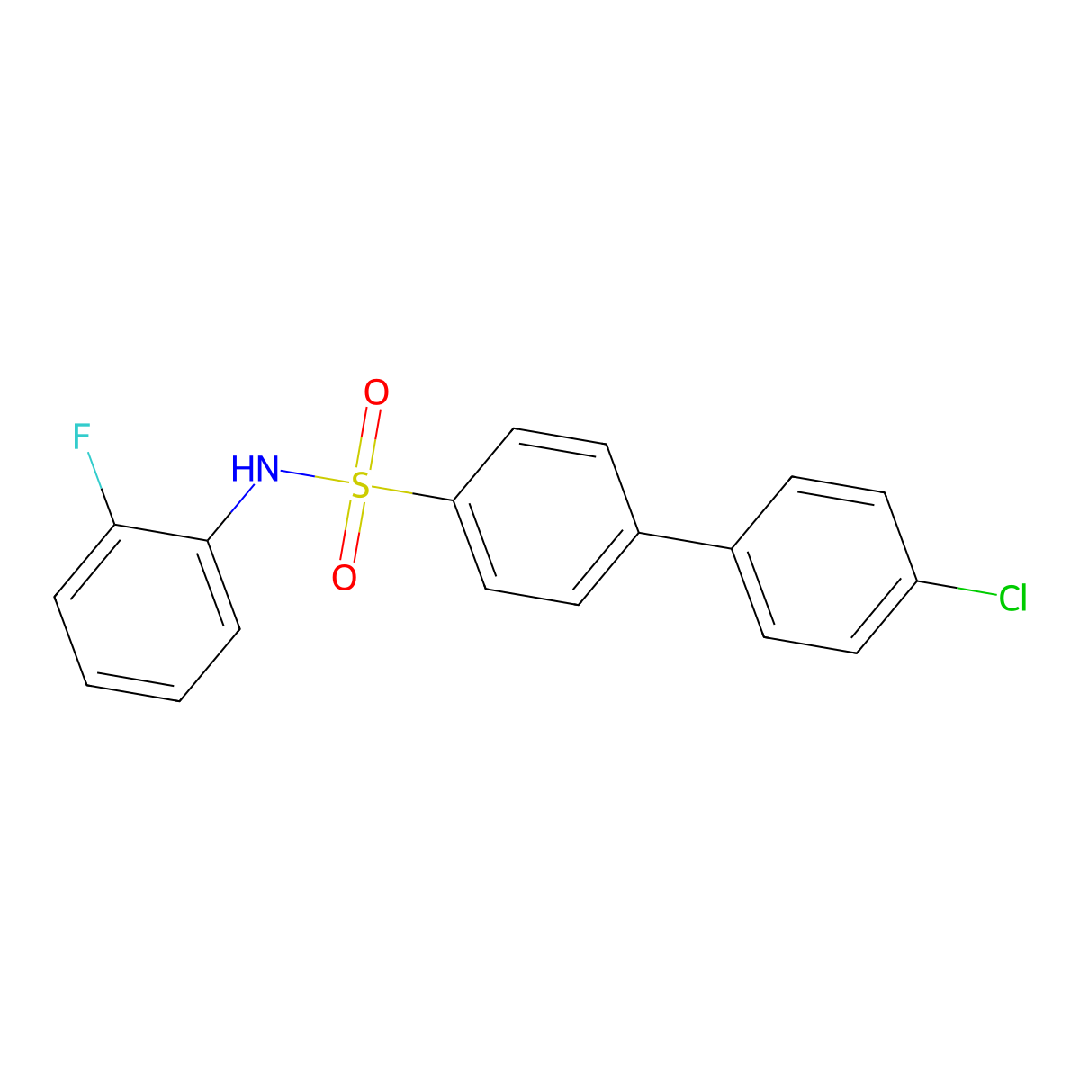 4'-chloro-N-(2-fluorophenyl)-[1,1'-biphenyl]-4-sulfonamide molecular structure, CAS 670271-89-3