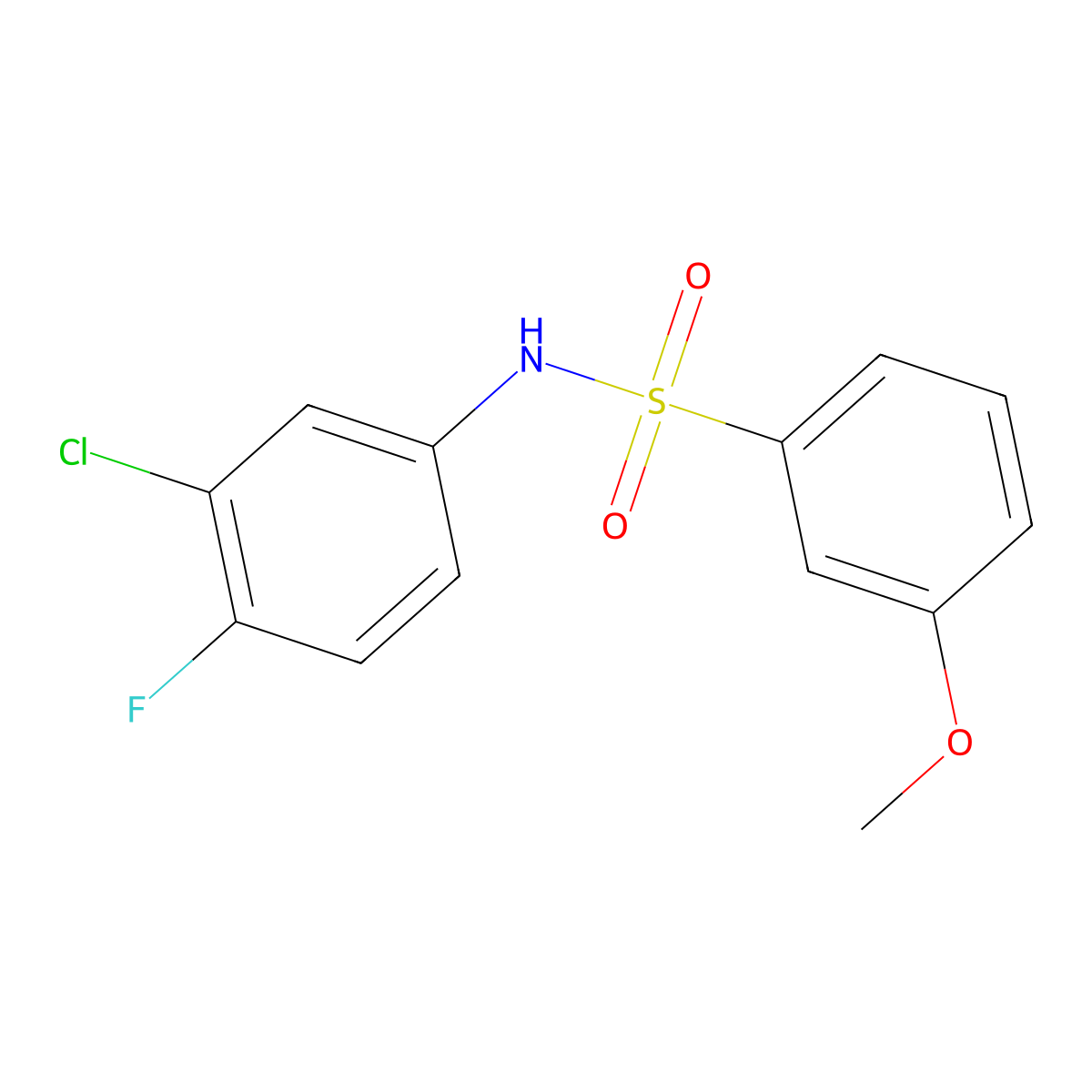 N-(3-chloro-4-fluorophenyl)-3-methoxybenzenesulfonamide molecular structure, CAS 670271-97-3