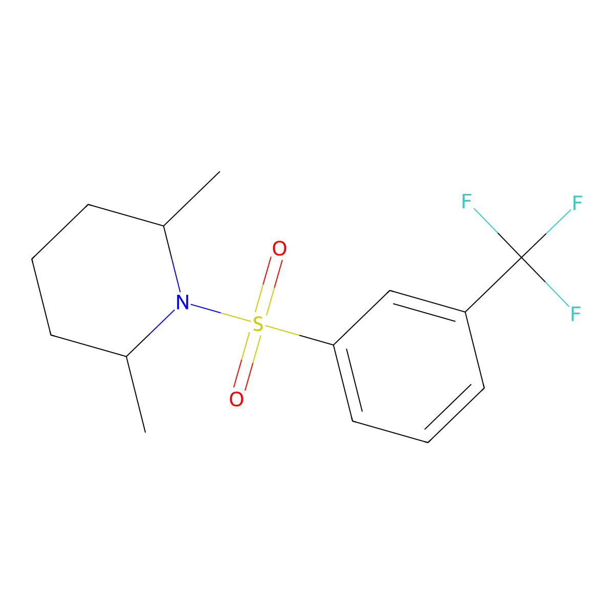 2,6-Dimethyl-1-[3-(trifluoromethyl)phenyl]sulfonylpiperidine molecular structure, CAS 670272-10-3