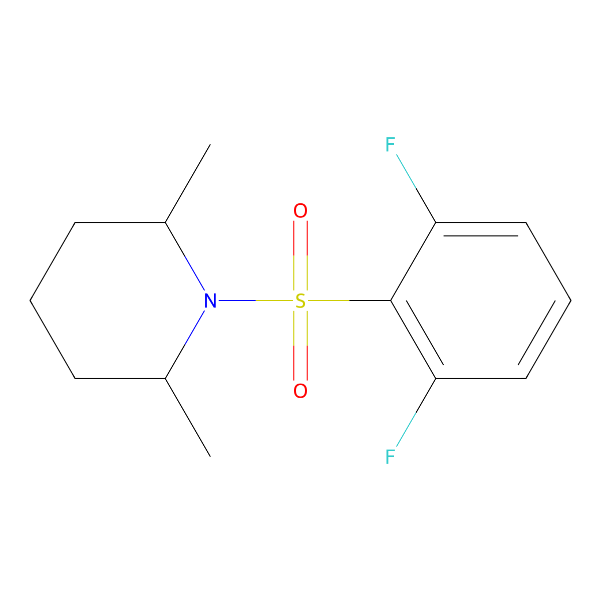 1-((2,6-Difluorophenyl)sulfonyl)-2,6-dimethylpiperidine molecular structure, CAS 670272-11-4