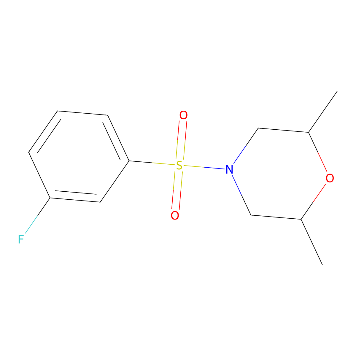 4-(3-Fluorobenzenesulfonyl)-2,6-dimethylmorpholine molecular structure, CAS 670272-14-7