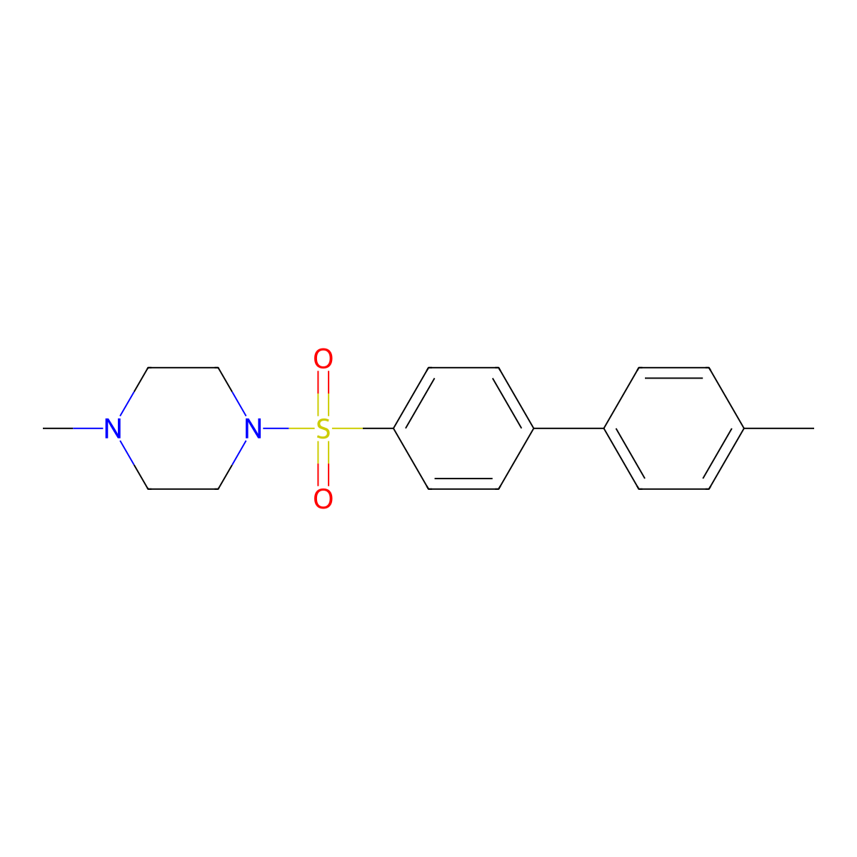 1-Methyl-4-({4'-methyl-[1,1'-biphenyl]-4-yl}sulfonyl)piperazine molecular structure, CAS 670272-16-9