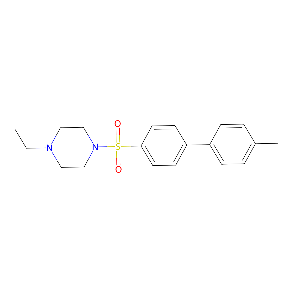 1-Ethyl-4-({4'-methyl-[1,1'-biphenyl]-4-yl}sulfonyl)piperazine molecular structure, CAS 670272-19-2