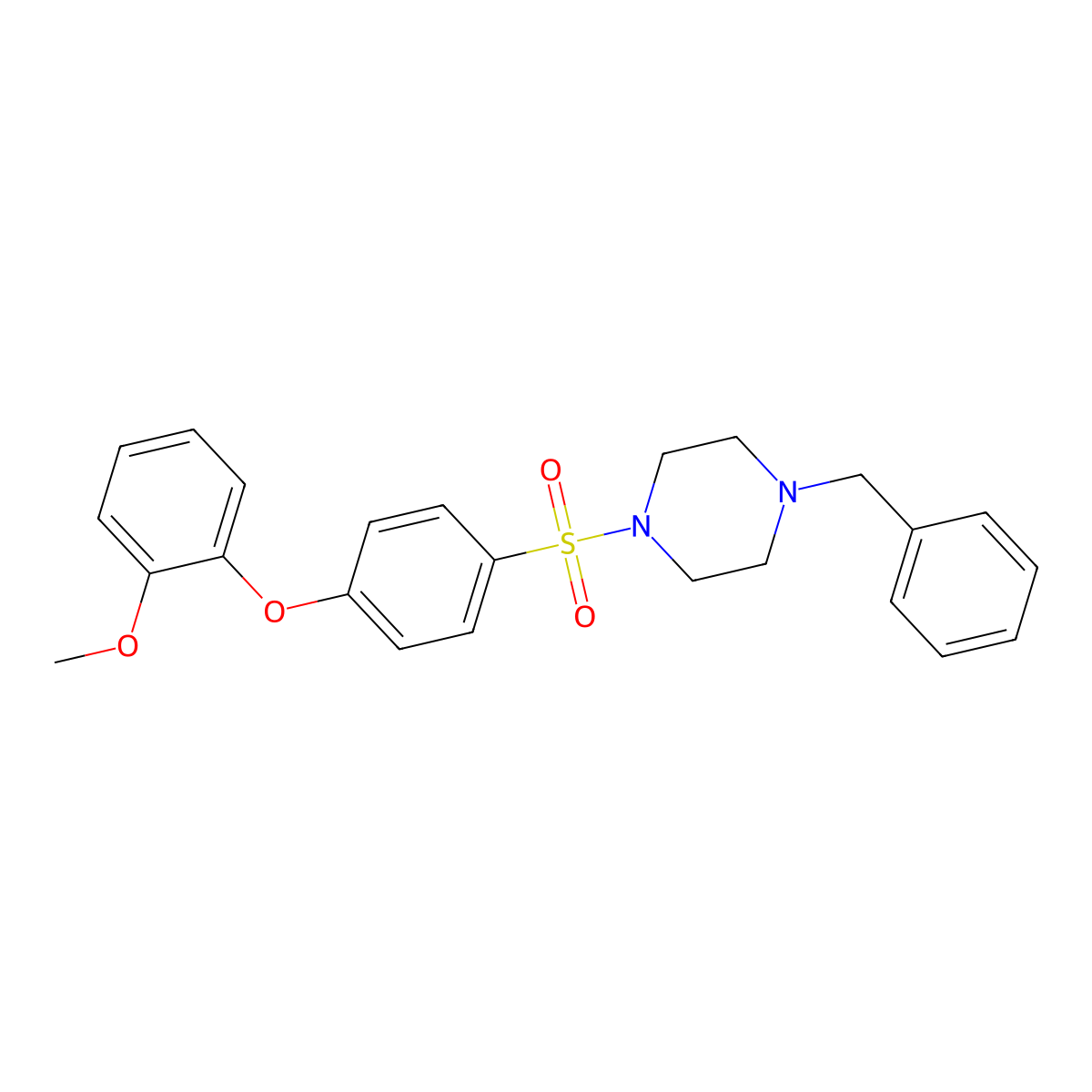 1-Benzyl-4-[4-(2-methoxyphenoxy)benzenesulfonyl]piperazine molecular structure, CAS 670272-20-5