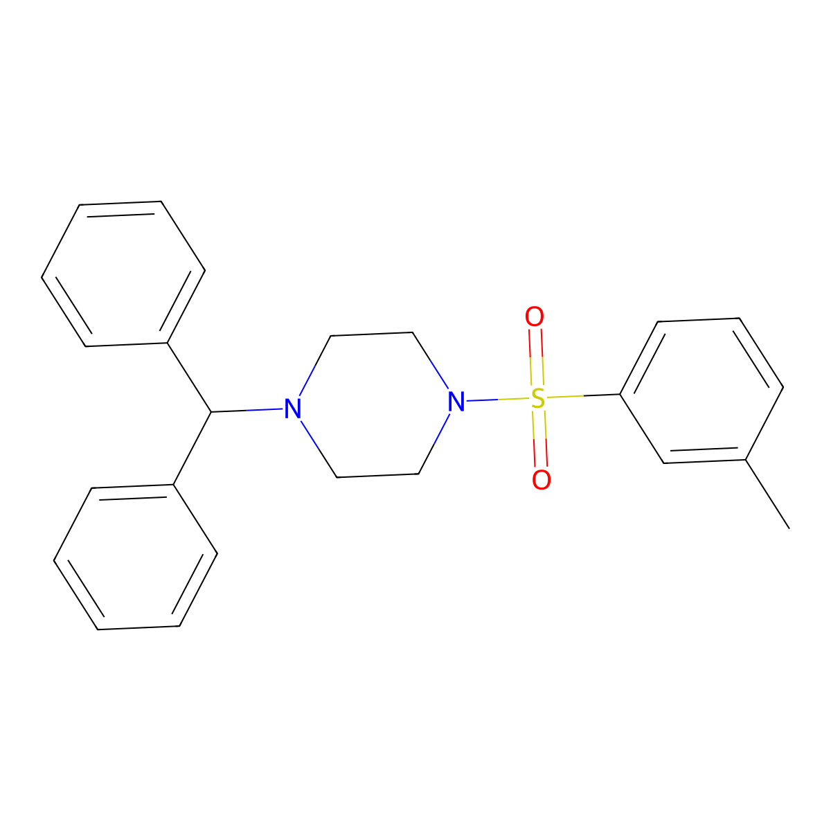 1-(Diphenylmethyl)-4-(3-methylbenzenesulfonyl)piperazine molecular structure, CAS 670272-24-9