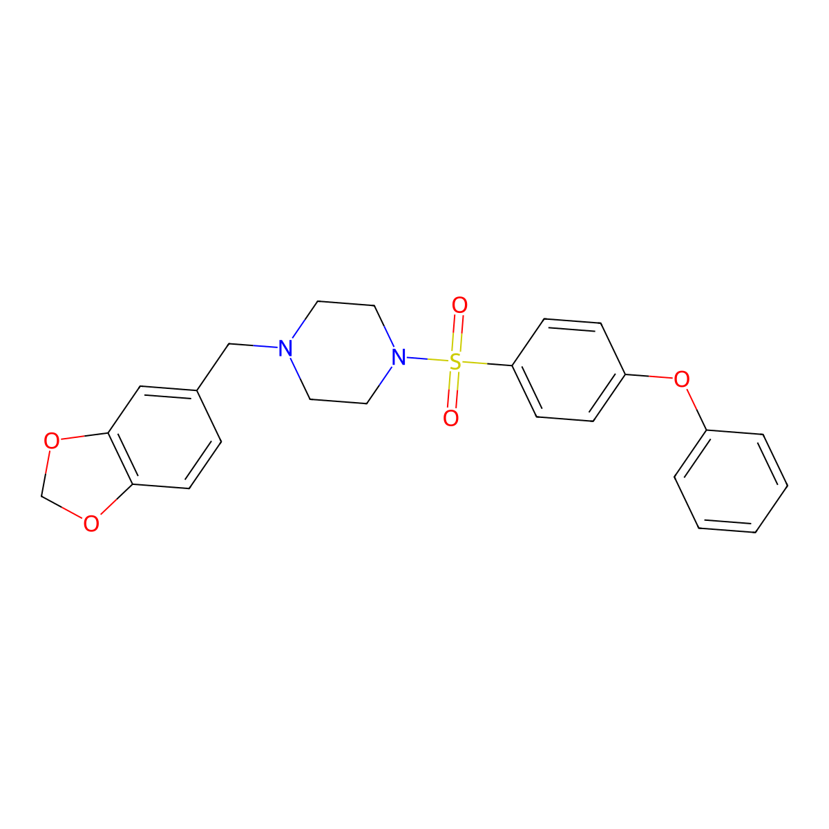 1-(1,3-Benzodioxol-5-ylmethyl)-4-(4-phenoxyphenyl)sulfonylpiperazine molecular structure, CAS 670272-29-4