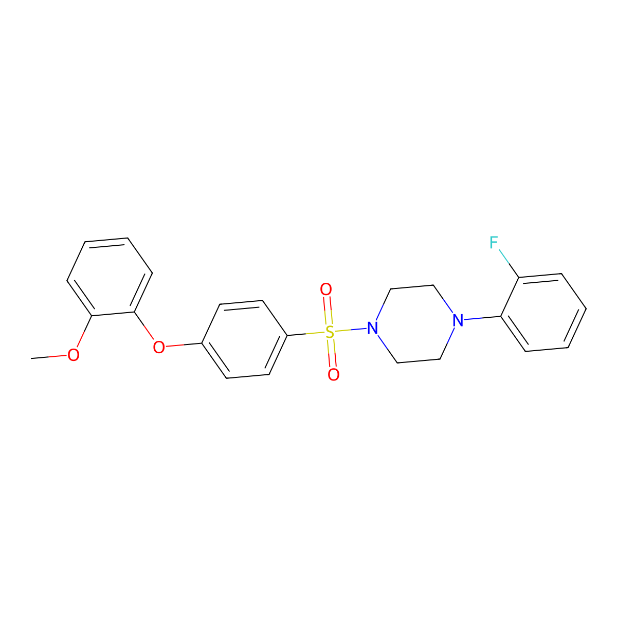 1-(2-Fluorophenyl)-4-[4-(2-methoxyphenoxy)phenyl]sulfonylpiperazine molecular structure, CAS 670272-31-8