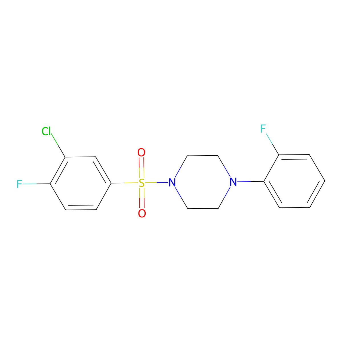 1-(3-Chloro-4-fluorobenzenesulfonyl)-4-(2-fluorophenyl)piperazine molecular structure, CAS 670272-35-2