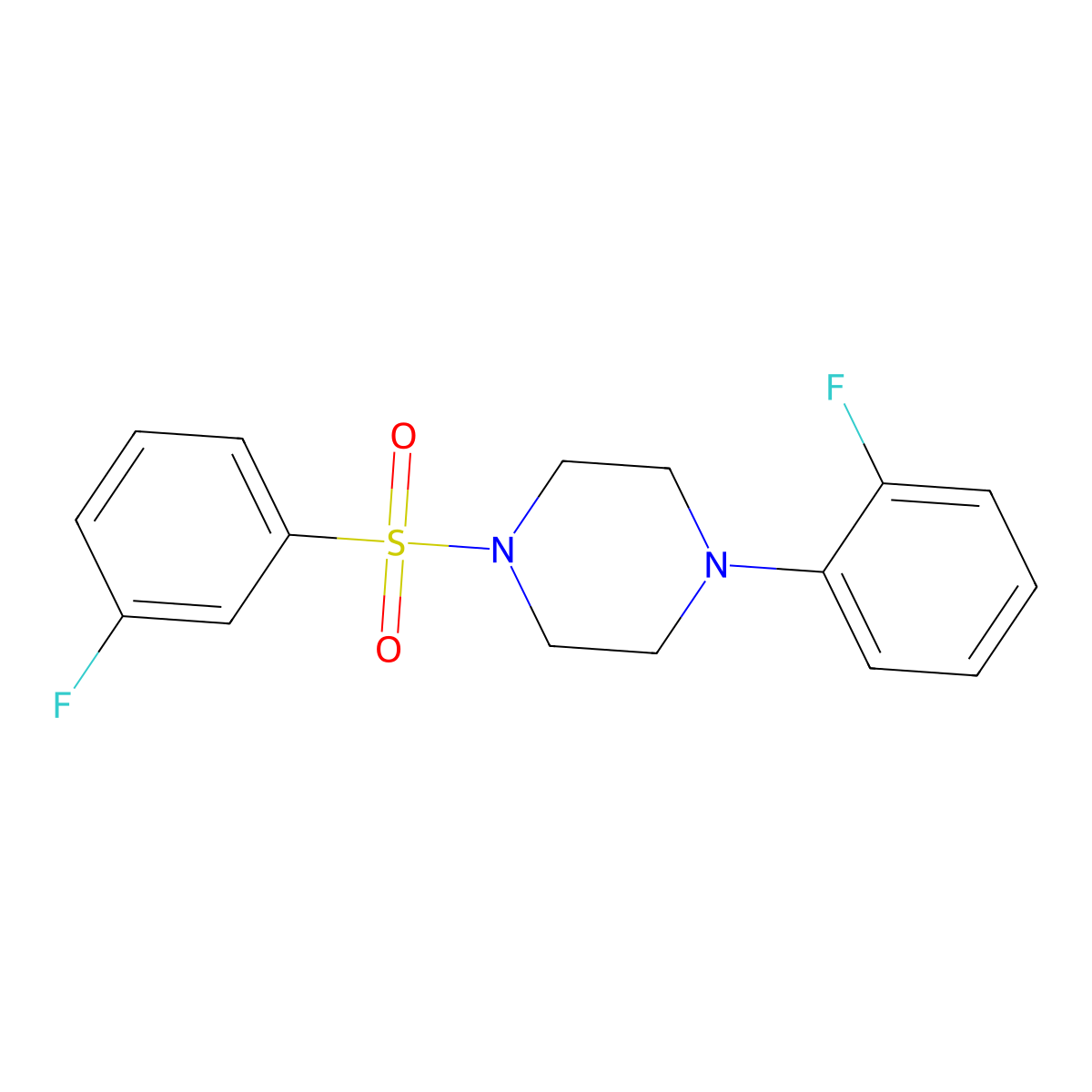 1-(2-Fluorophenyl)-4-(3-fluorophenyl)sulfonylpiperazine molecular structure, CAS 670272-38-5
