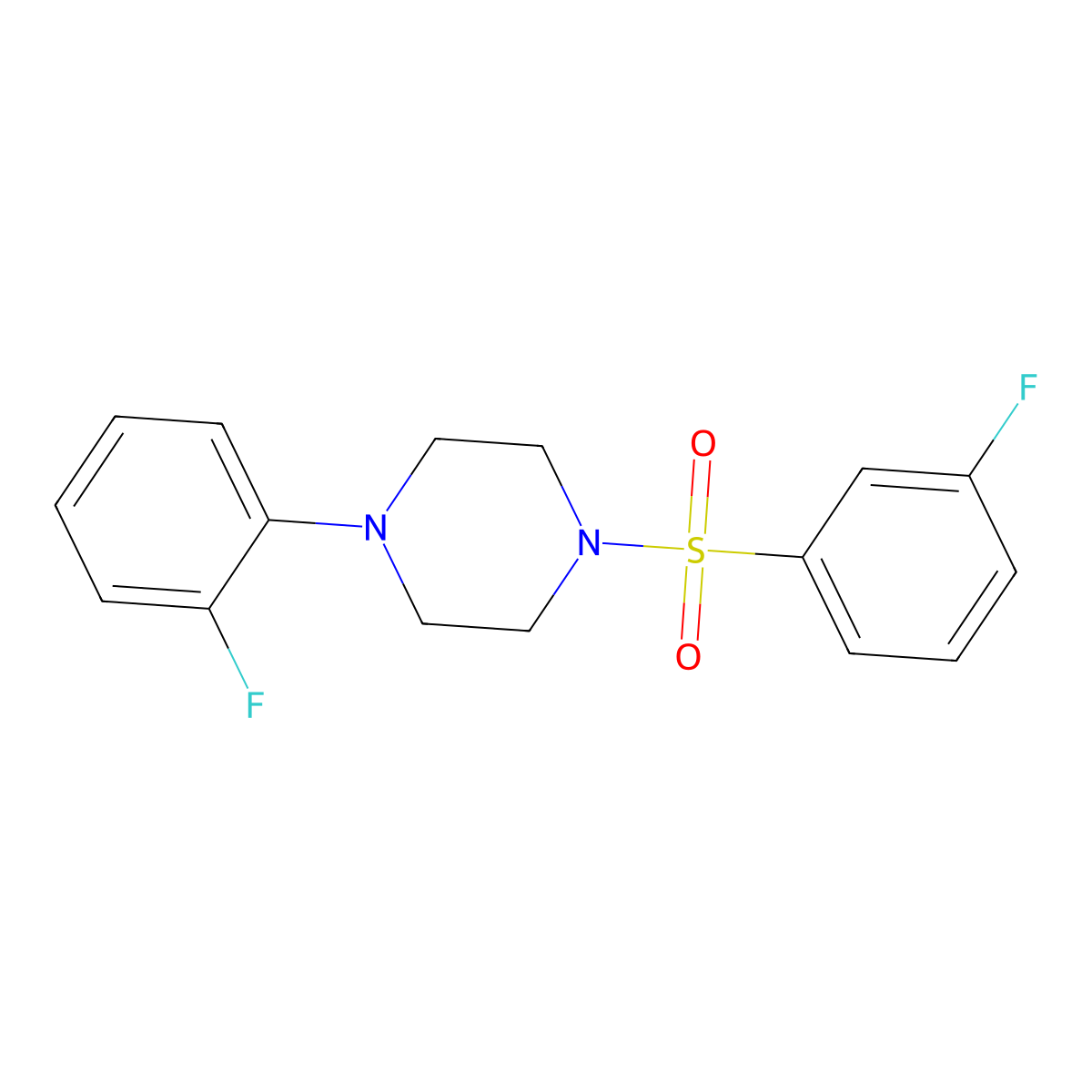 1-(2-Fluorophenyl)-4-(3-fluorophenyl)sulfonylpiperazine molecular structure, CAS 670272-38-5