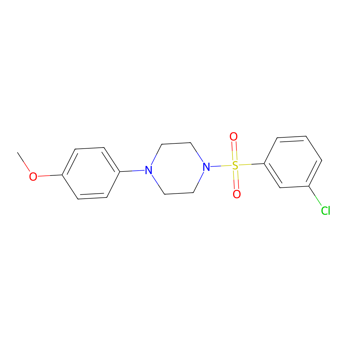 1-(3-Chlorobenzenesulfonyl)-4-(4-methoxyphenyl)piperazine molecular structure, CAS 670272-43-2