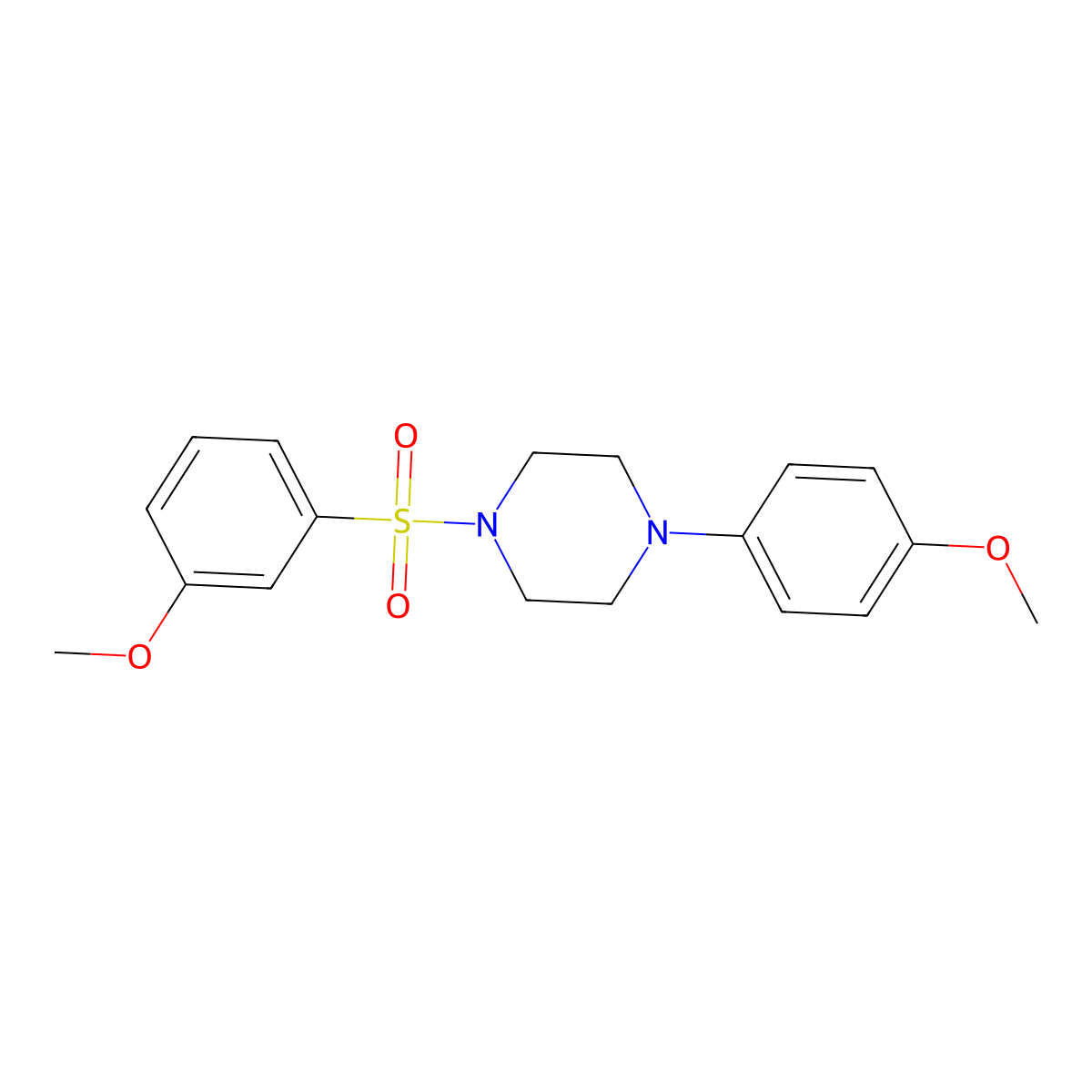 1-(4-Methoxyphenyl)-4-(3-methoxyphenyl)sulfonylpiperazine molecular structure, CAS 670272-44-3