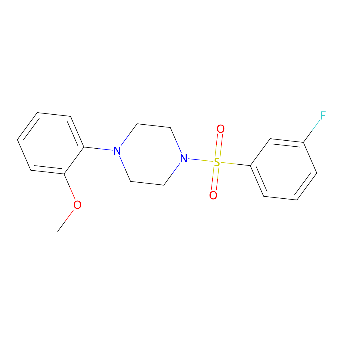 1-((3-Fluorophenyl)sulfonyl)-4-(2-methoxyphenyl)piperazine molecular structure, CAS 670272-45-4