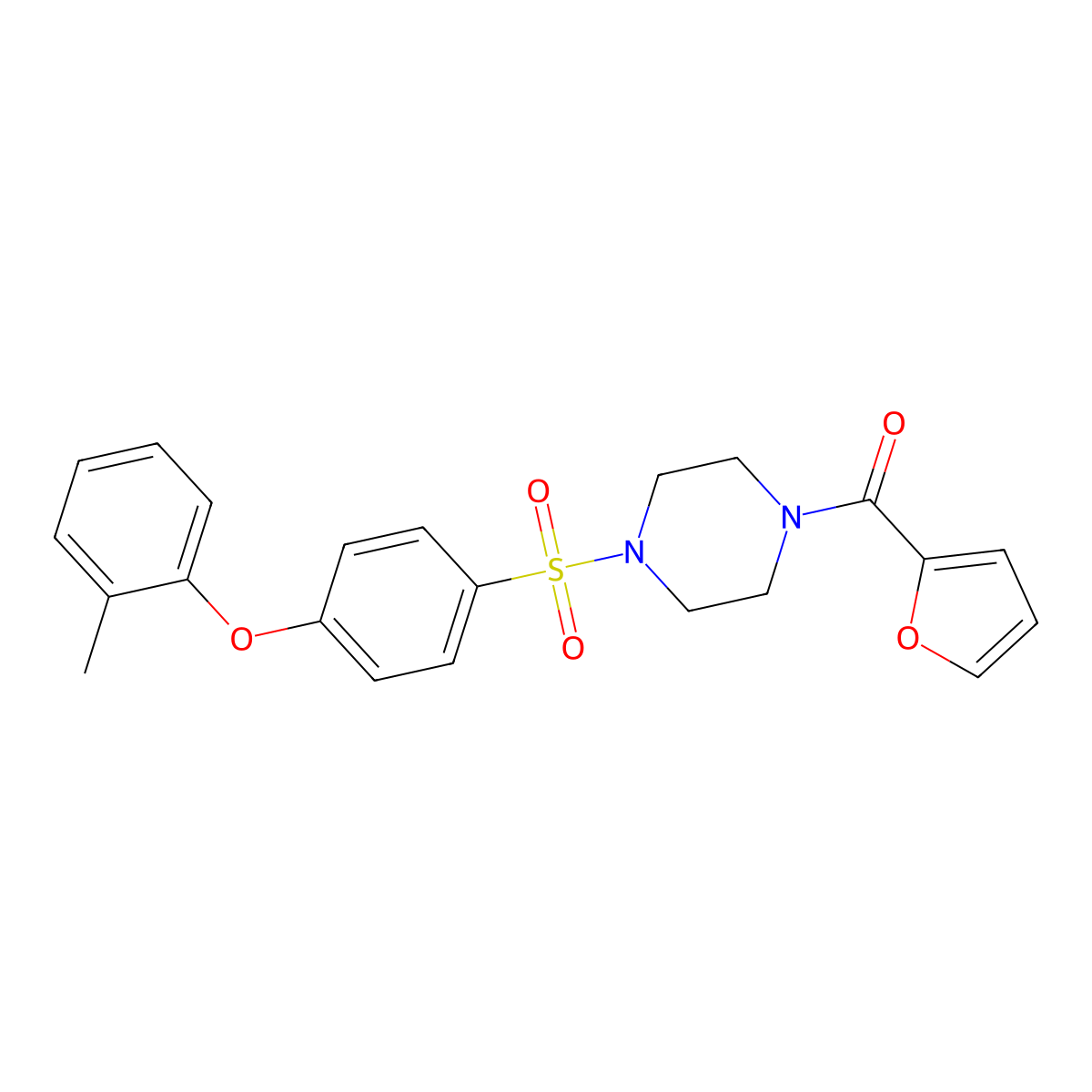 1-(2-Furoyl)-4-{[4-(2-methylphenoxy)phenyl]sulfonyl}piperazine molecular structure, CAS 670272-46-5