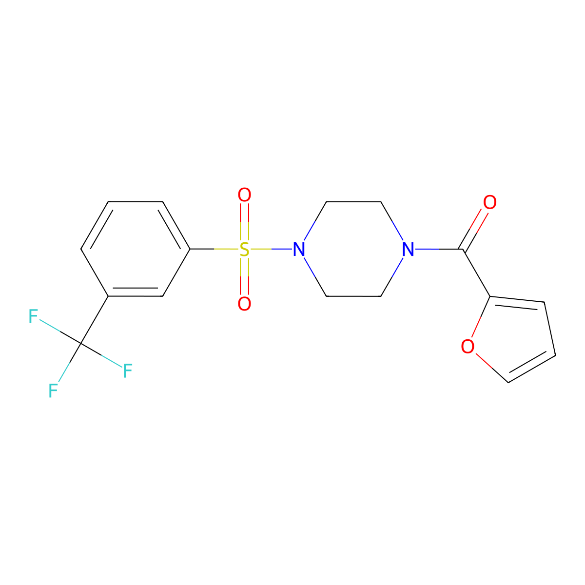 1-(2-Furoyl)-4-{[3-(trifluoromethyl)phenyl]sulfonyl}piperazine molecular structure, CAS 670272-47-6