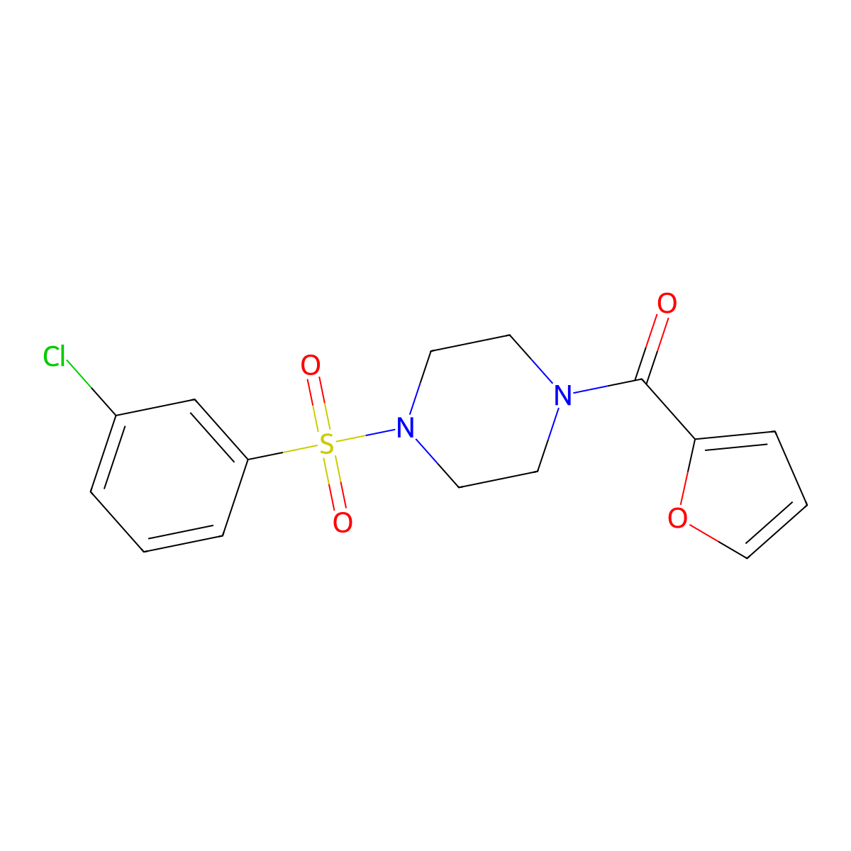 1-[(3-Chlorophenyl)sulfonyl]-4-(2-furoyl)piperazine molecular structure, CAS 670272-50-1