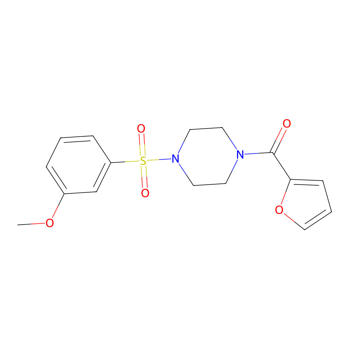 Furan-2-yl-[4-(3-methoxyphenyl)sulfonylpiperazin-1-yl]methanone molecular structure, CAS 670272-52-3