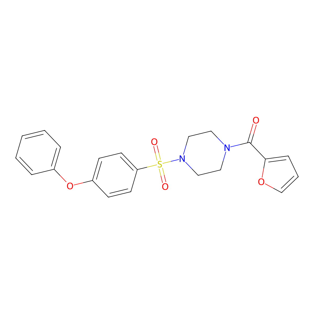 2-Furanyl-[4-(4-phenoxyphenyl)sulfonyl-1-piperazinyl]methanone molecular structure, CAS 670272-53-4