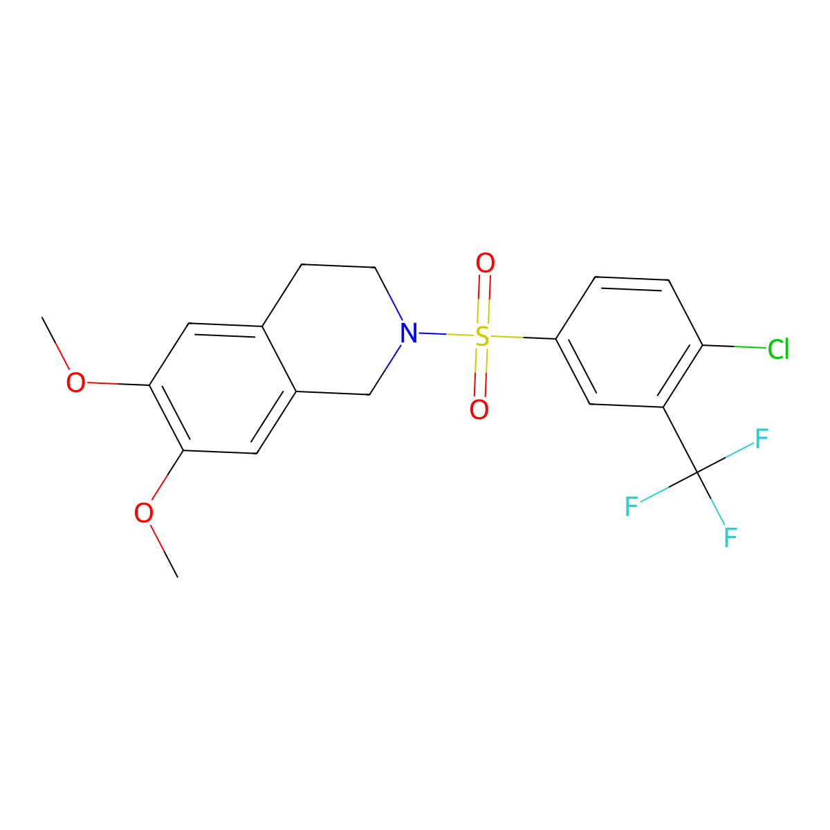 2-[4-chloro-3-(trifluoromethyl)phenyl]sulfonyl-6,7-dimethoxy-3,4-dihydro-1H-isoquinoline molecular structure, CAS 670272-56-7