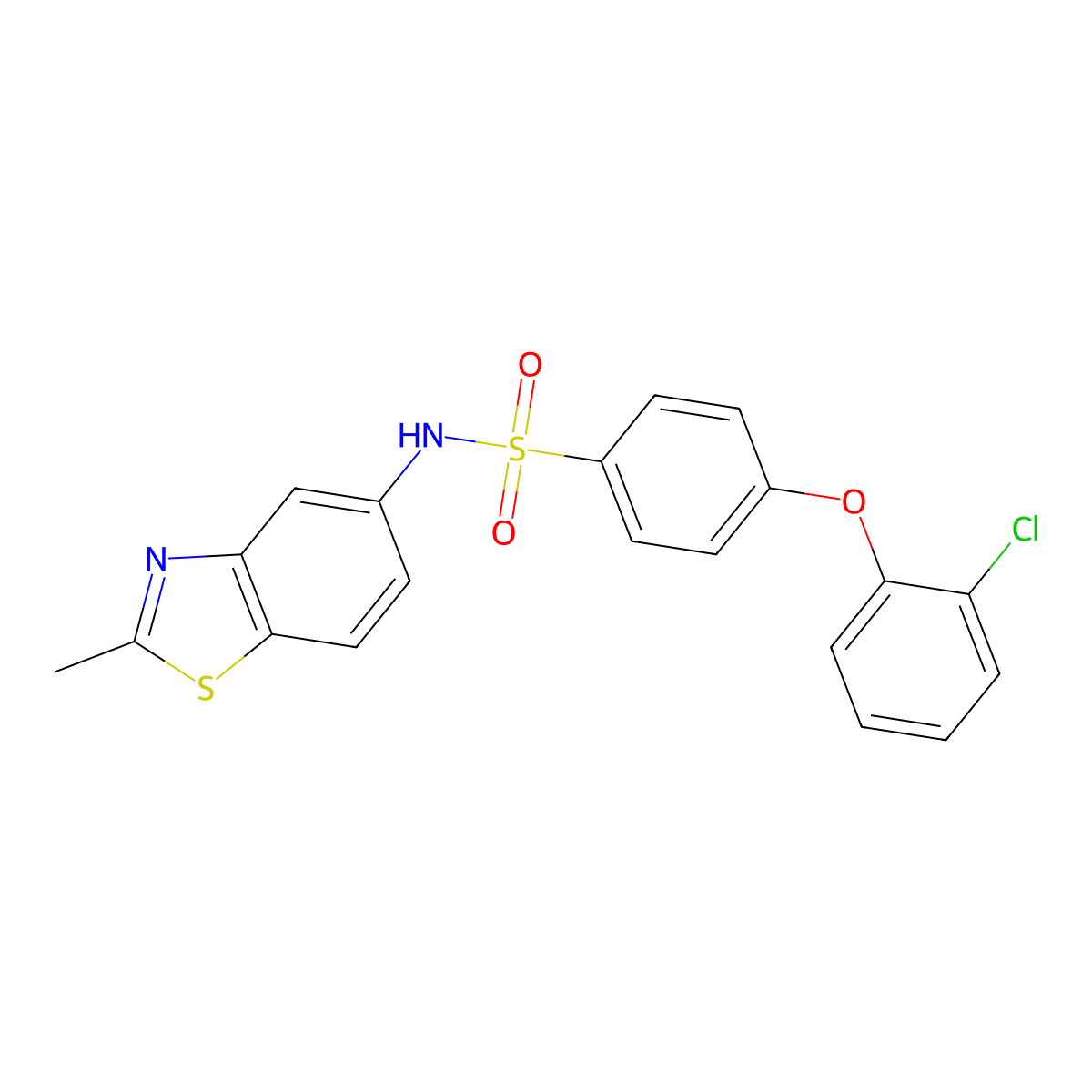 4-(2-chlorophenoxy)-N-(2-methyl-1,3-benzothiazol-5-yl)benzenesulfonamide molecular structure, CAS 670272-59-0