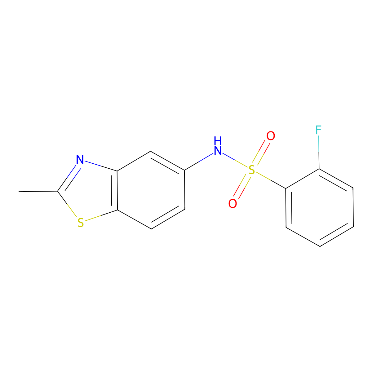 2-fluoro-N-(2-methyl-1,3-benzothiazol-5-yl)benzenesulfonamide molecular structure, CAS 670272-60-3
