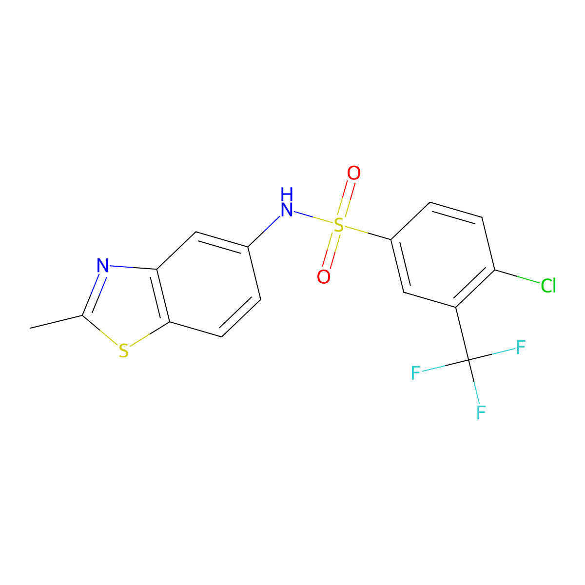 4-chloro-N-(2-methyl-1,3-benzothiazol-5-yl)-3-(trifluoromethyl)benzenesulfonamide molecular structure, CAS 670272-61-4