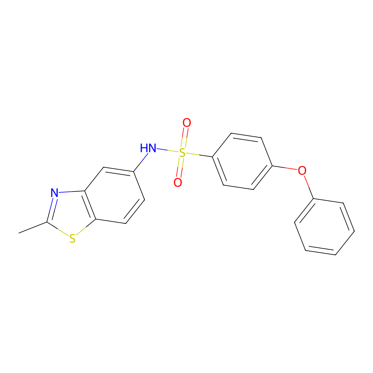 Benzenesulfonamide, N-(2-methyl-5-benzothiazolyl)-4-phenoxy- molecular structure, CAS 670272-62-5
