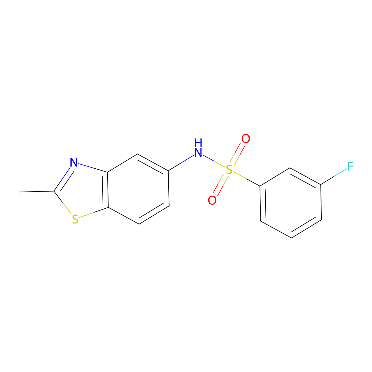 3-fluoro-N-(2-methyl-1,3-benzothiazol-5-yl)benzenesulfonamide molecular structure, CAS 670272-63-6