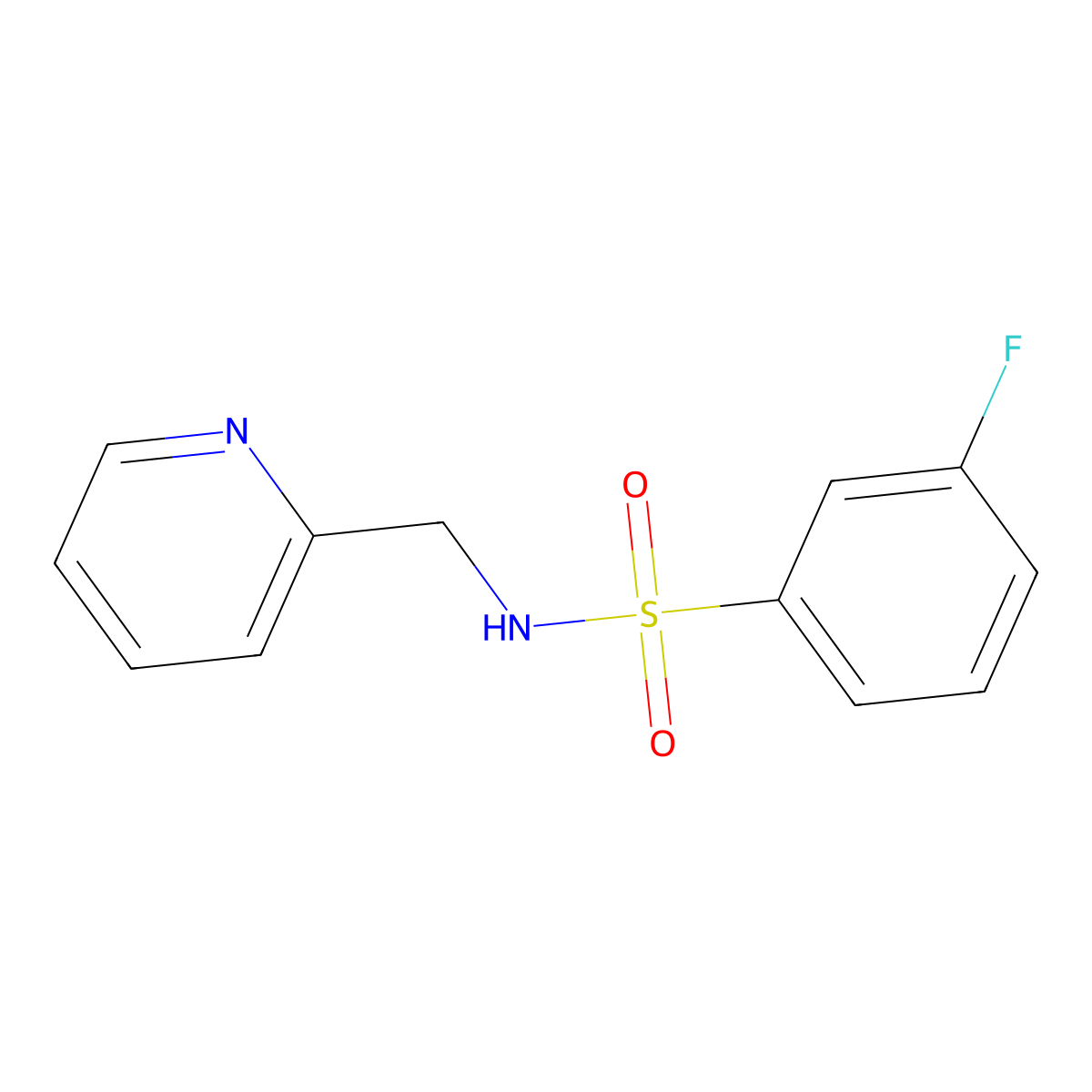 3-fluoro-N-(2-pyridinylmethyl)benzenesulfonamide molecular structure, CAS 670272-65-8
