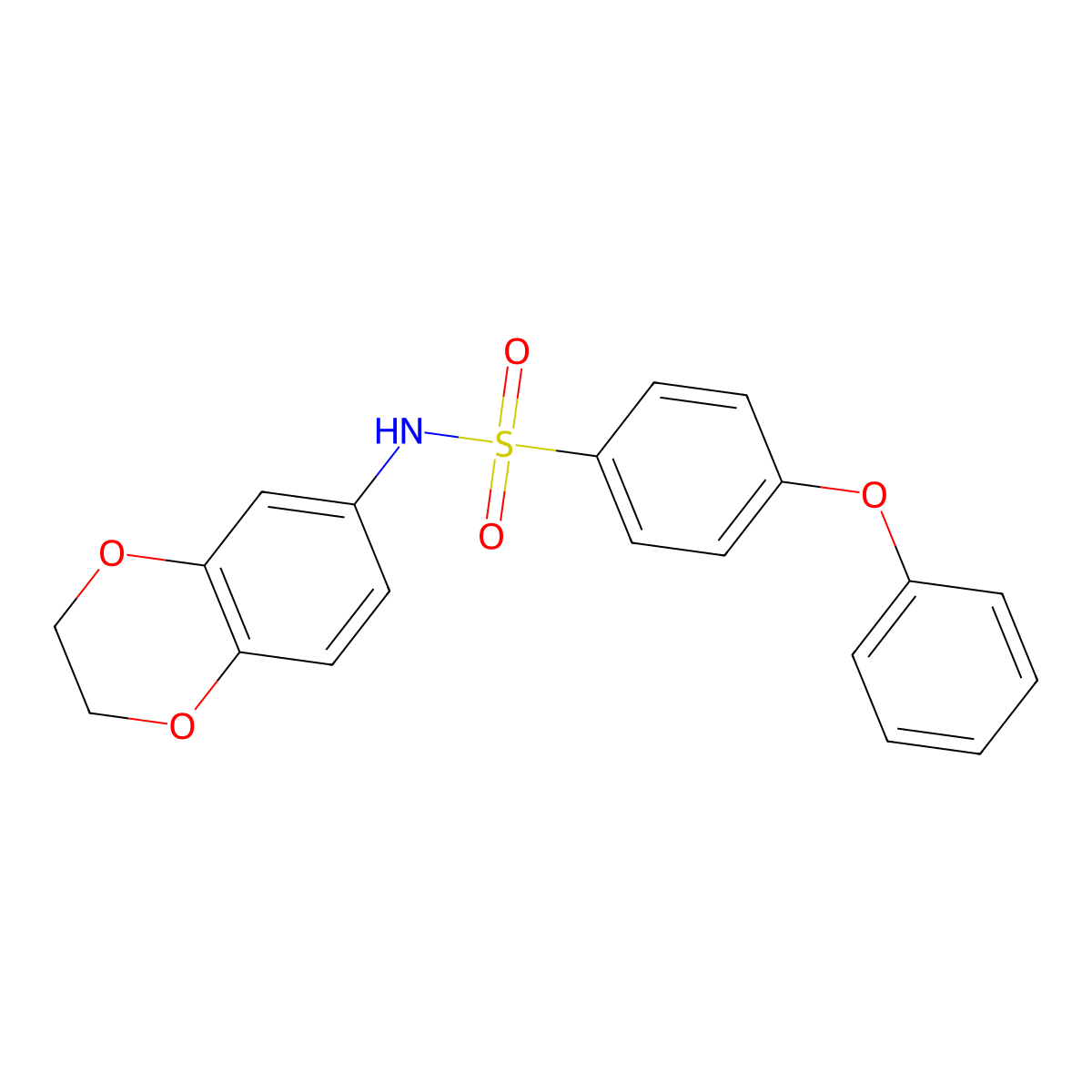 N-(2,3-dihydro-1,4-benzodioxin-6-yl)-4-phenoxybenzenesulfonamide molecular structure, CAS 670272-72-7