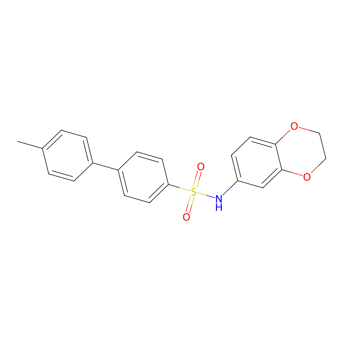 N-(2,3-dihydro-1,4-benzodioxin-6-yl)-4'-methyl-[1,1'-biphenyl]-4-sulfonamide molecular structure, CAS 670272-73-8