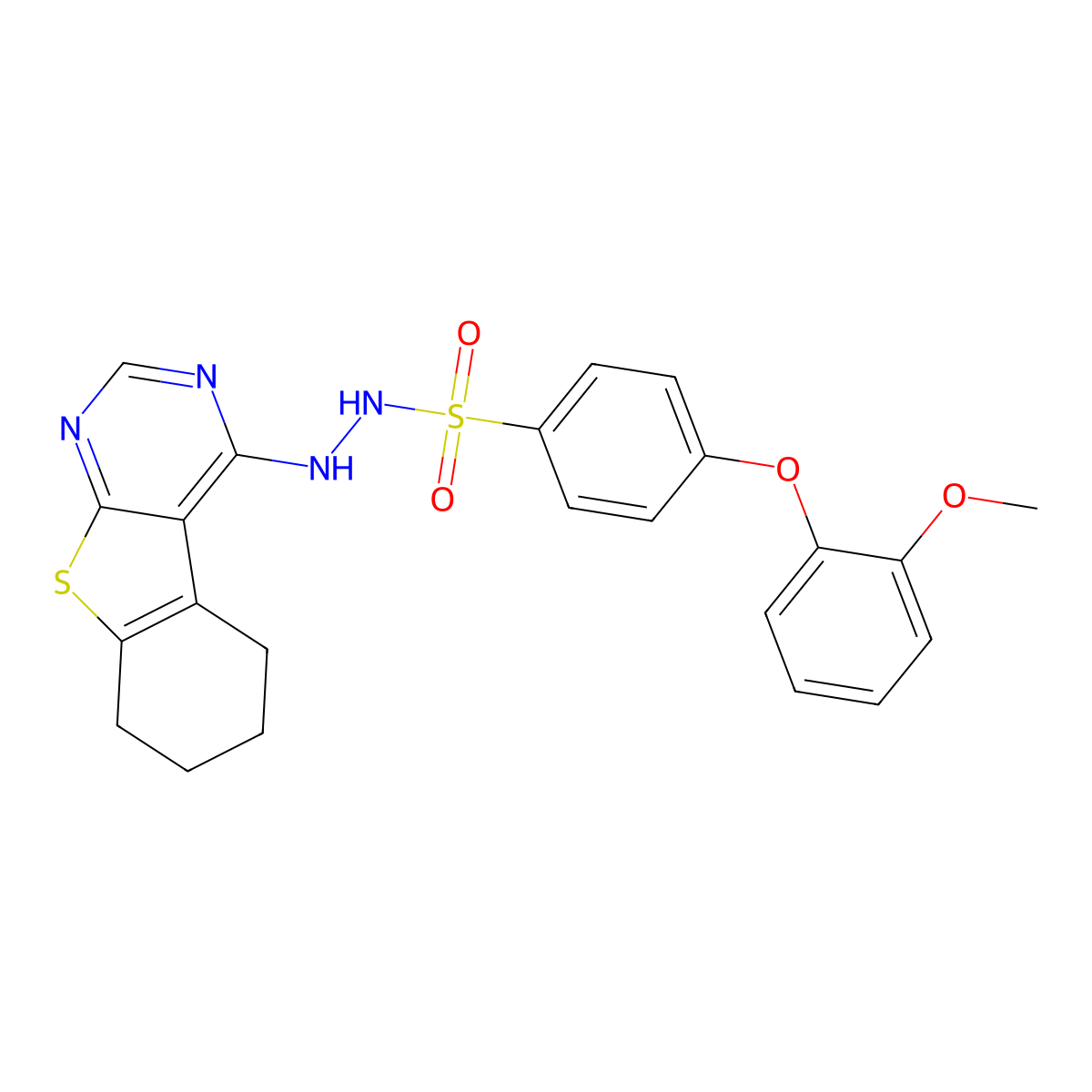 4-(2-methoxyphenoxy)-N'-{8-thia-4,6-diazatricyclo[7.4.0.0^{2,7}]trideca-1(9),2,4,6-tetraen-3-yl}benzene-1-sulfonohydrazide molecular structure, CAS 670272-74-9