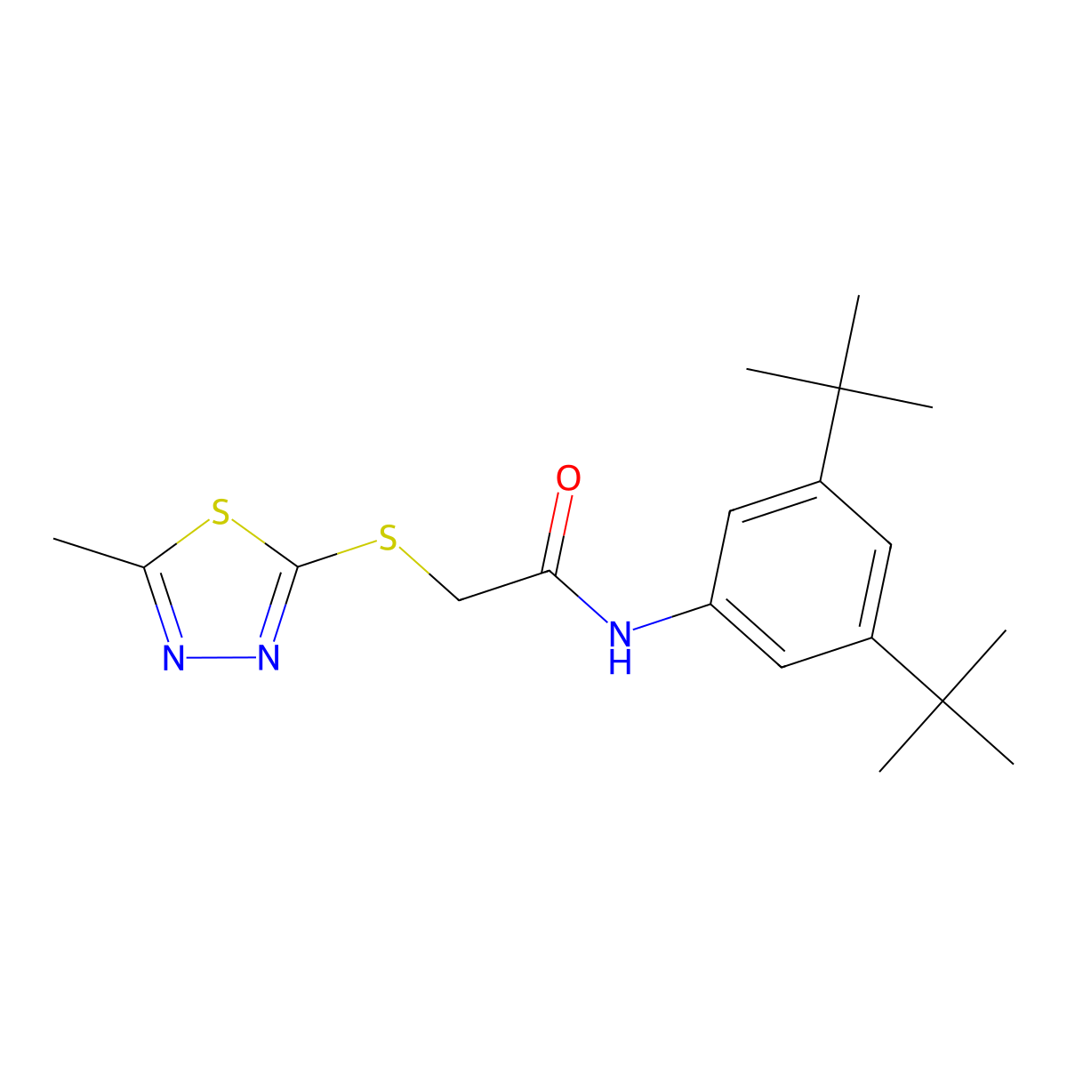 N-(3,5-ditert-butylphenyl)-2-[(5-methyl-1,3,4-thiadiazol-2-yl)sulfanyl]acetamide molecular structure, CAS 670272-99-8