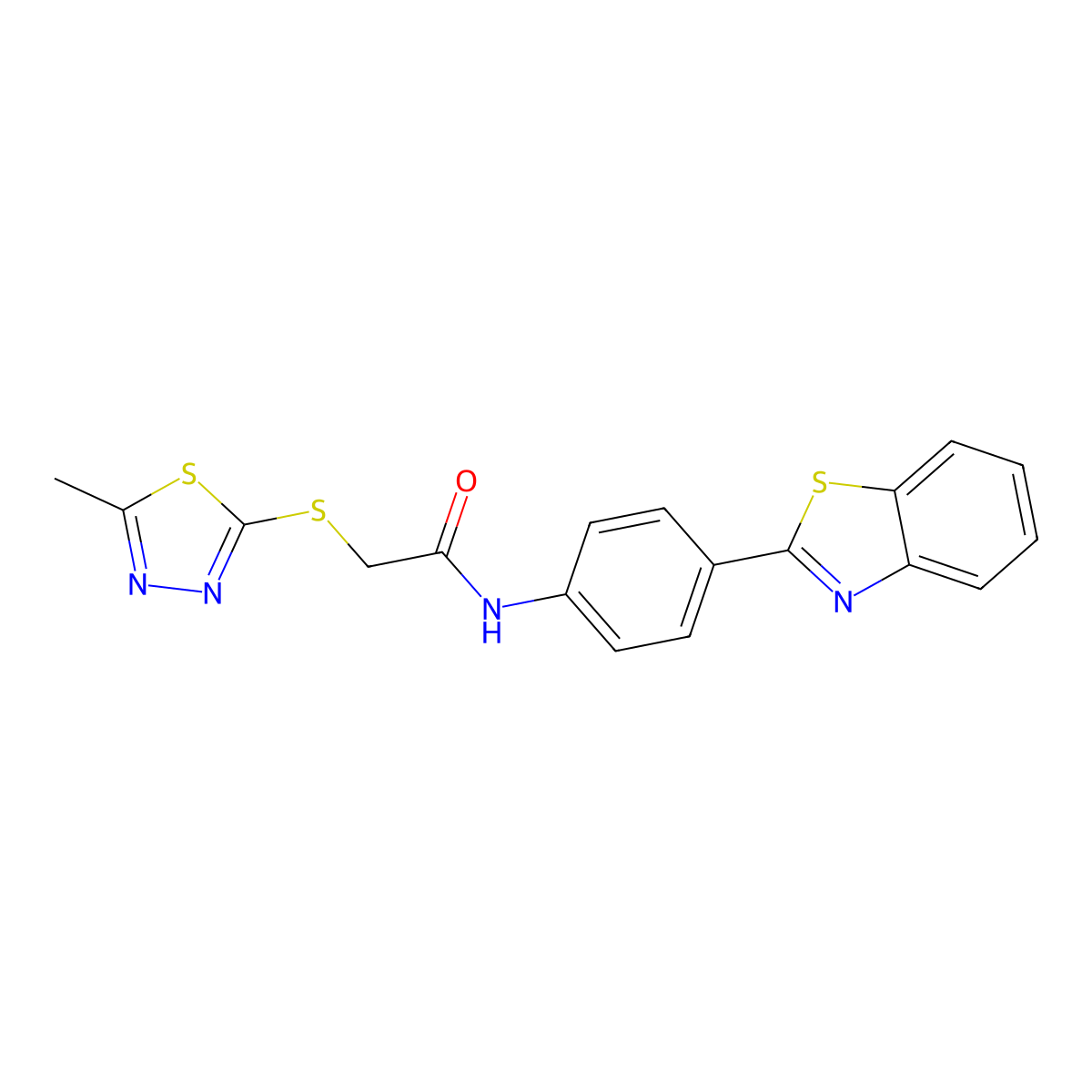 N-[4-(1,3-benzothiazol-2-yl)phenyl]-2-[(5-methyl-1,3,4-thiadiazol-2-yl)sulfanyl]acetamide molecular structure, CAS 670273-01-5