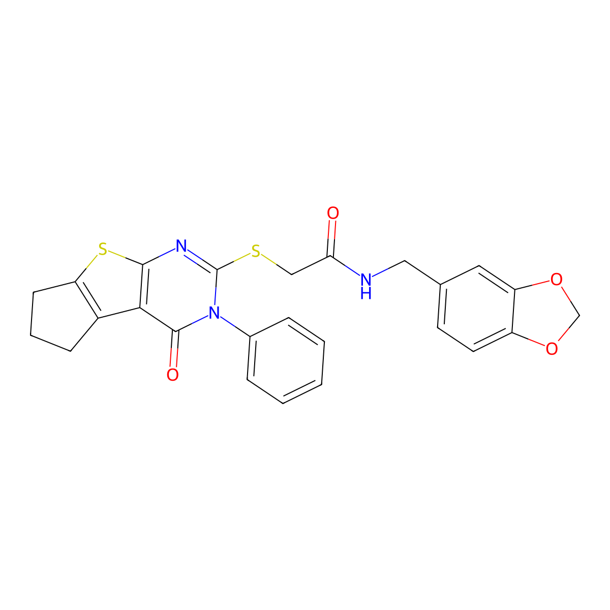 N-[(2H-1,3-benzodioxol-5-yl)methyl]-2-({12-oxo-11-phenyl-7-thia-9,11-diazatricyclo[6.4.0.0^{2,6}]dodeca-1(8),2(6),9-trien-10-yl}sulfanyl)acetamide molecular structure, CAS 670273-13-9