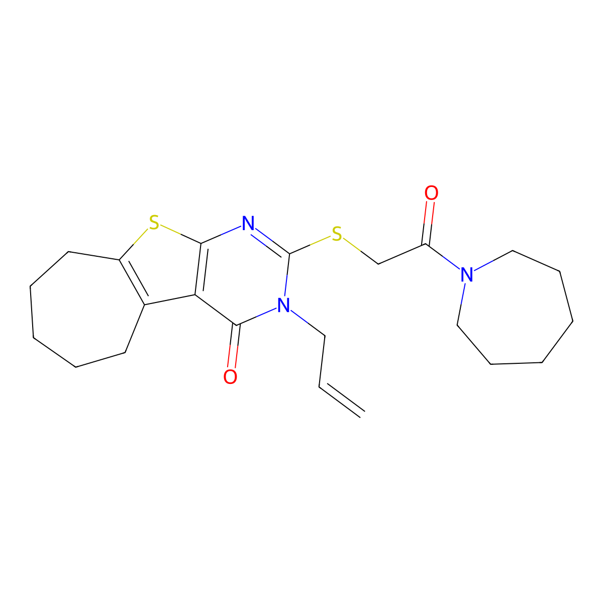 3-allyl-2-((2-(azepan-1-yl)-2-oxoethyl)thio)-6,7,8,9-tetrahydro-3H-cyclohepta[4,5]thieno[2,3-d]pyrimidin-4(5H)-one molecular structure, CAS 670273-30-0