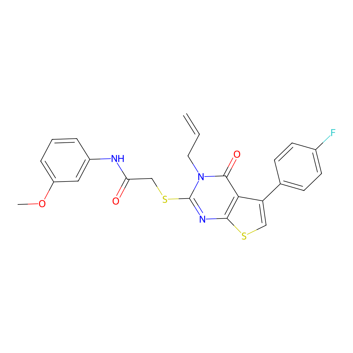 2-[5-(4-fluorophenyl)-4-oxo-3-prop-2-enylthieno[2,3-d]pyrimidin-2-yl]sulfanyl-N-(3-methoxyphenyl)acetamide molecular structure, CAS 670273-47-9
