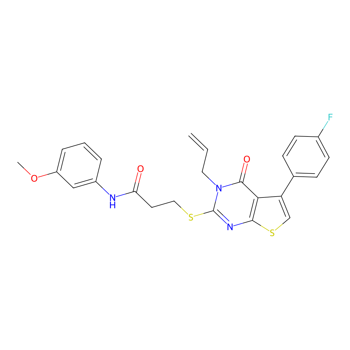 3-[5-(4-fluorophenyl)-4-oxo-3-prop-2-enylthieno[2,3-d]pyrimidin-2-yl]sulfanyl-N-(3-methoxyphenyl)propanamide molecular structure, CAS 670273-50-4