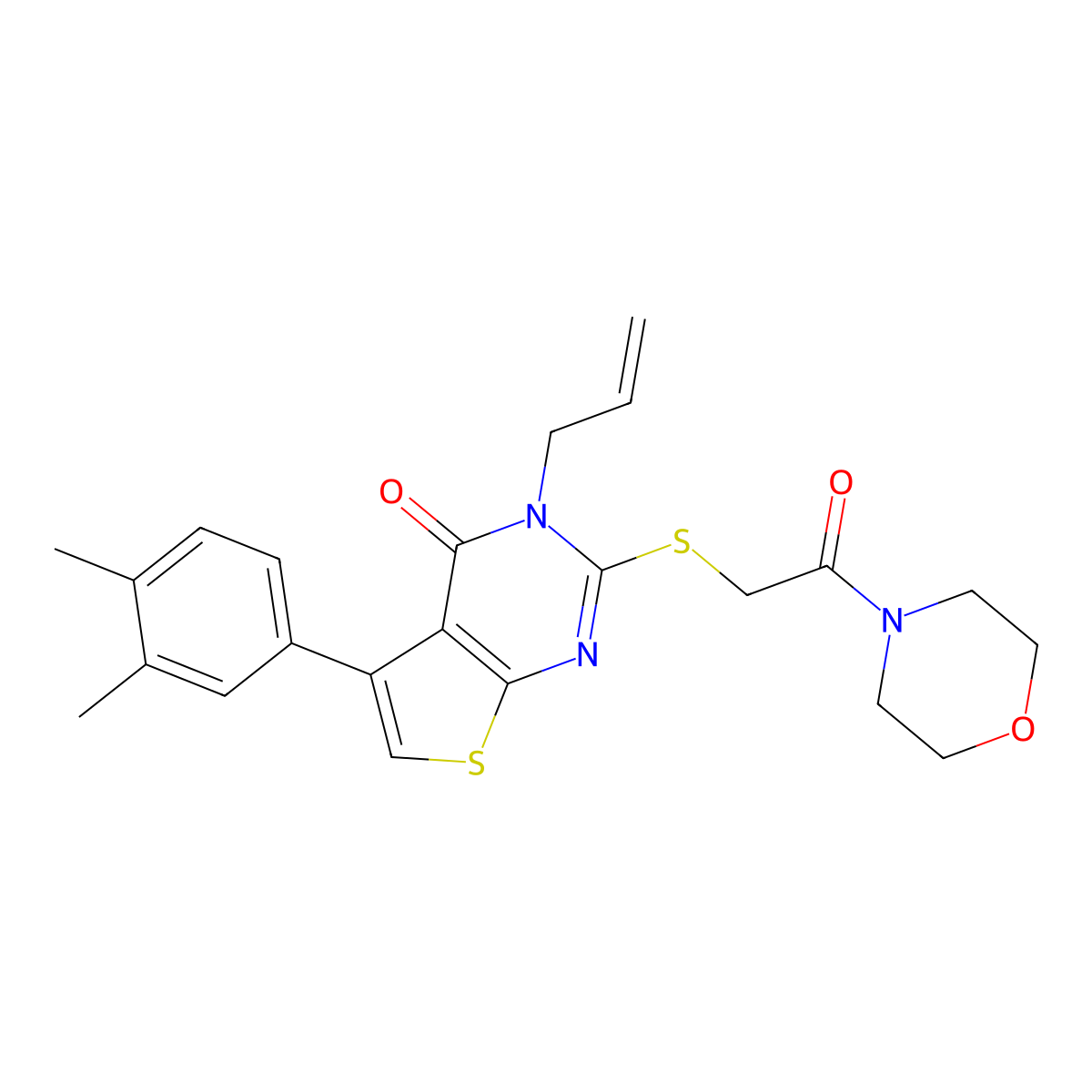 3-allyl-5-(3,4-dimethylphenyl)-2-((2-morpholino-2-oxoethyl)thio)thieno[2,3-d]pyrimidin-4(3H)-one molecular structure, CAS 670273-53-7