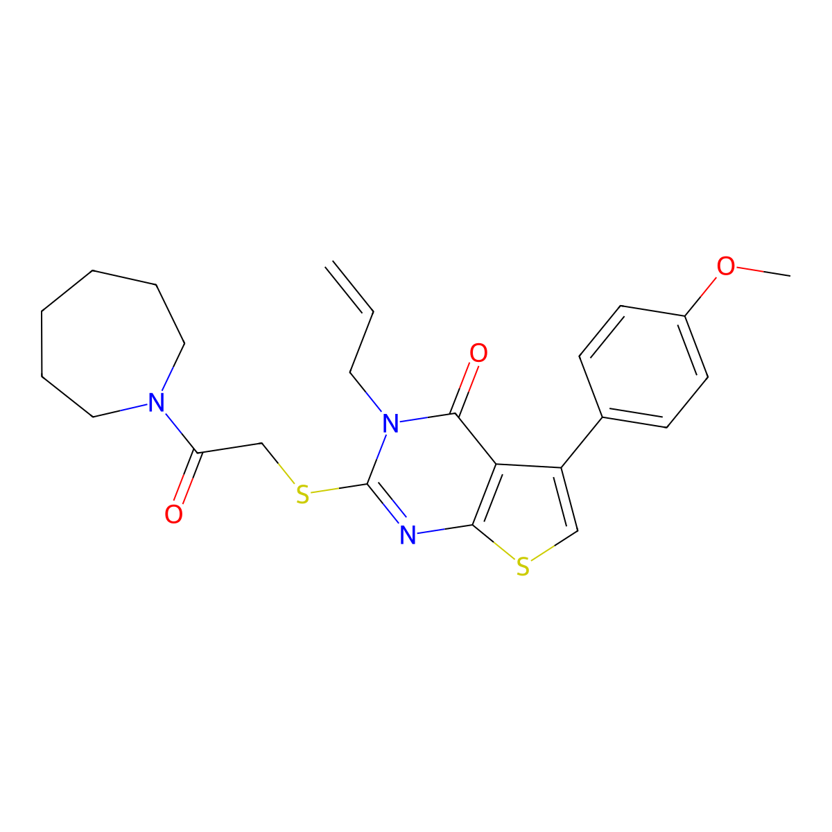 2-[2-(Azepan-1-yl)-2-oxoethyl]sulfanyl-5-(4-methoxyphenyl)-3-prop-2-enylthieno[2,3-d]pyrimidin-4-one molecular structure, CAS 670273-59-3