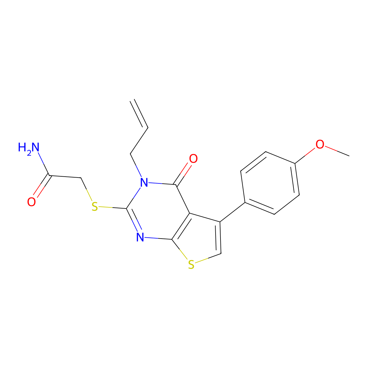 2-[5-(4-Methoxyphenyl)-4-oxo-3-prop-2-enylthieno[2,3-d]pyrimidin-2-yl]sulfanylacetamide molecular structure, CAS 670273-61-7