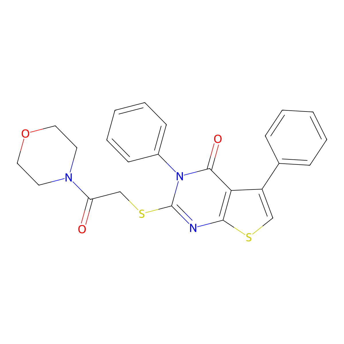 2-((2-morpholino-2-oxoethyl)thio)-3,5-diphenylthieno[2,3-d]pyrimidin-4(3H)-one molecular structure, CAS 670273-85-5